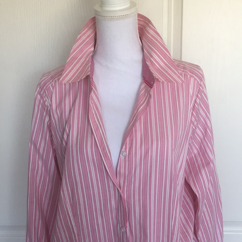 NWOT pink striped blouse by D and Co. Essentials - Picture 2 of 8